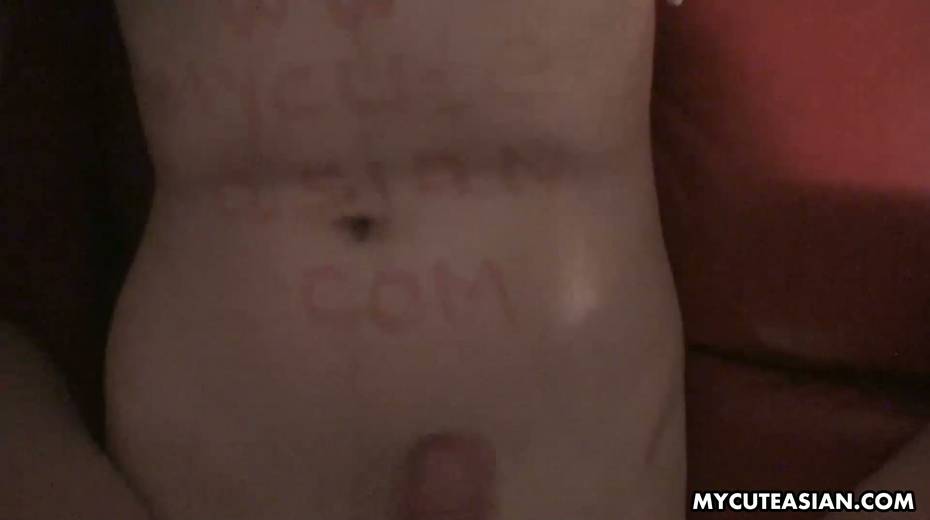 Cute Asian gives blowjob and takes messy facial - 22. pic