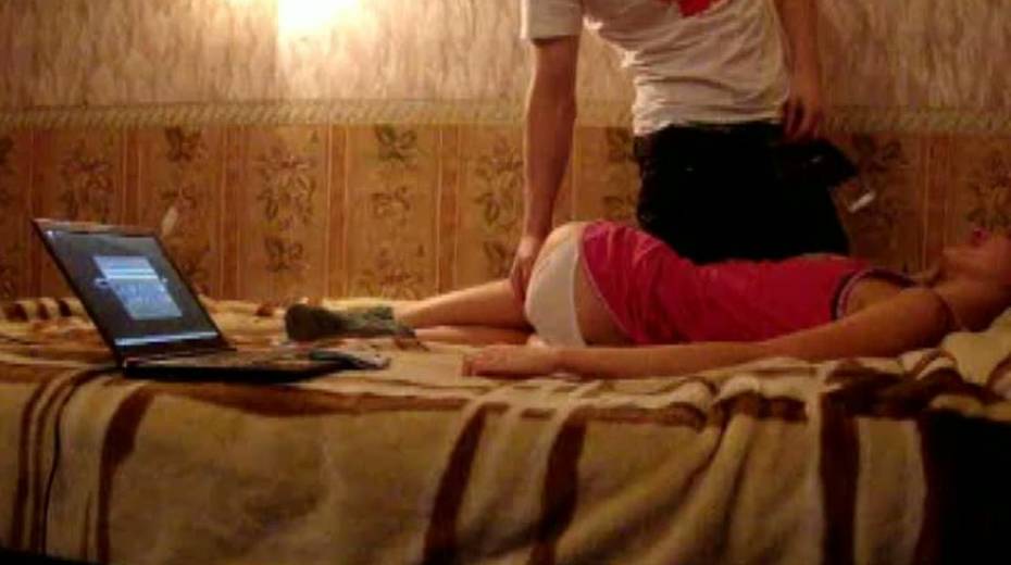 Amateur brunette teen in sexy red dress gives awesome blowjob before fucking doggy style - 4. pic