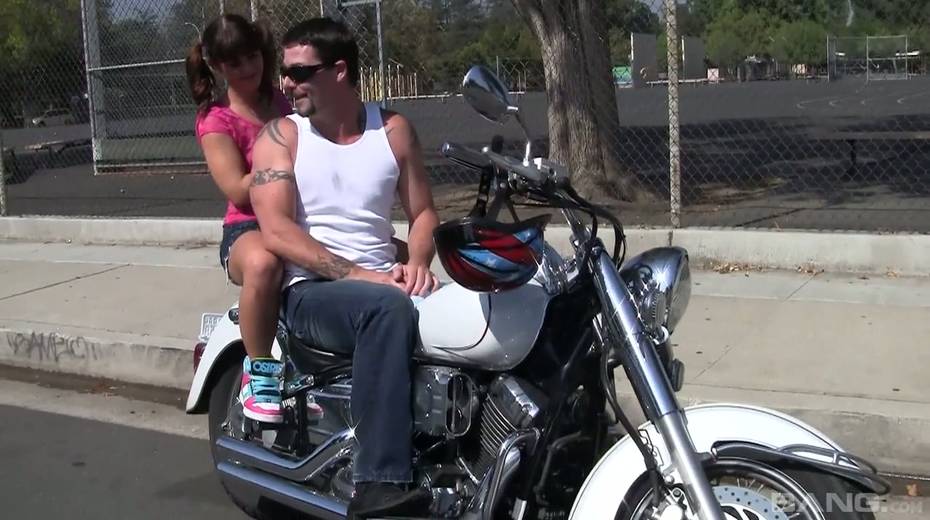 Cute pigtailed teen Elizabeth Bentley is fucked by hot blooded biker - 3. pic