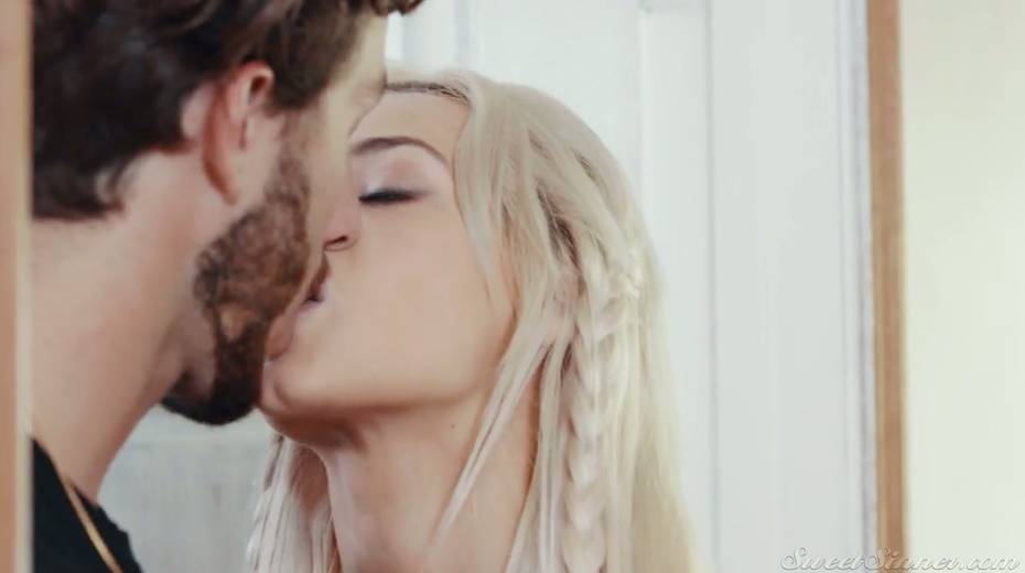 Cute petite blonde Elsa Jean hops on hard and big hose and gives her head - 2. pic