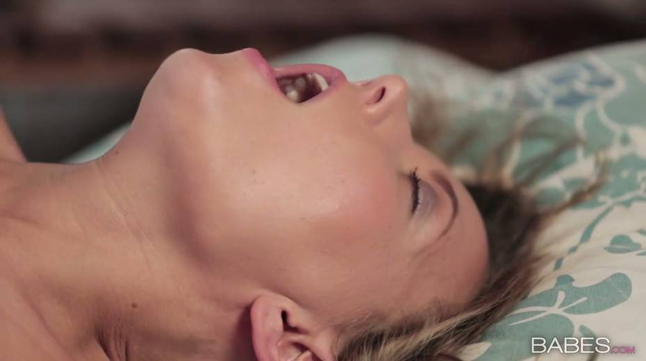 Graceful babe Clover stimulates her shaved alluring pussy - 28. pic