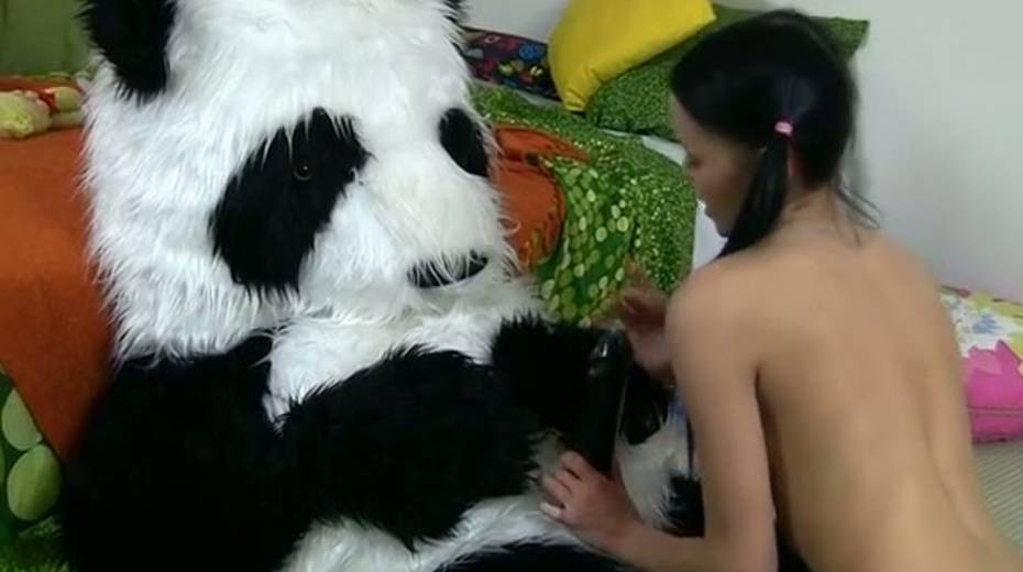 Raven haired slutty gal pokes her mouth with big black fuck toy - 8. pic