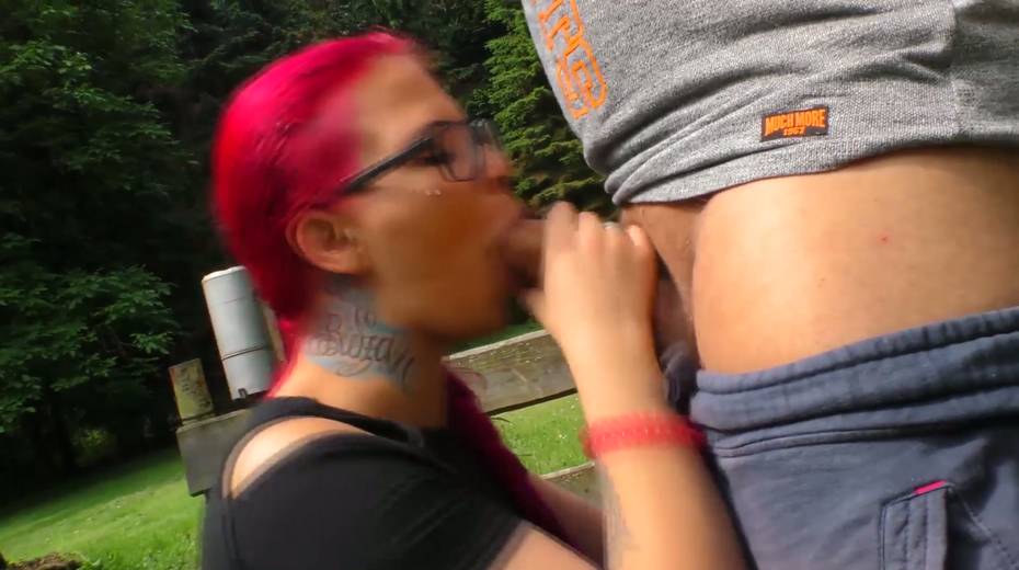Chubby emo chick gets her muff fucked right on the lawn - 3. pic
