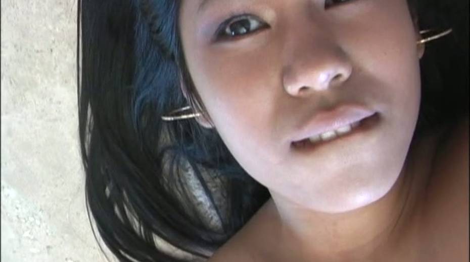 Pretty Asian brunette with pierced tongue Kyanna Lee fingers her pussy - 3. pic