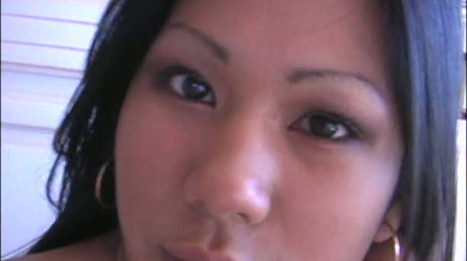 Pretty Asian brunette with pierced tongue Kyanna Lee fingers her pussy - 7. pic