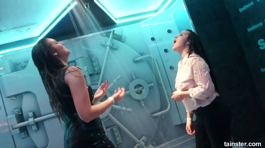 Two slutty chicks feel up each other and dance under the shower in one night club - 9. pic