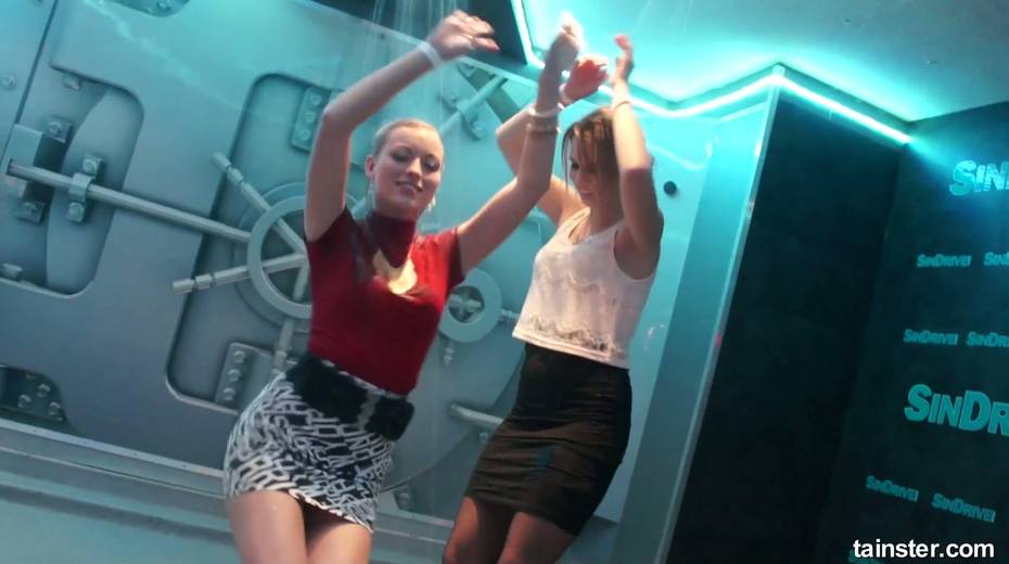 Two slutty chicks feel up each other and dance under the shower in one night club - 13. pic