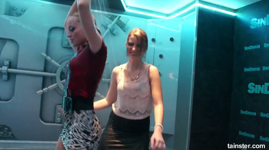 Two slutty chicks feel up each other and dance under the shower in one night club - 15. pic
