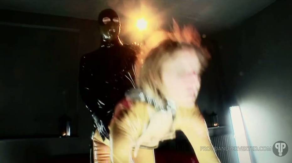 Dude in latex outfit fucks tied up hooker Veronica Toft and cums on her face - 10. pic