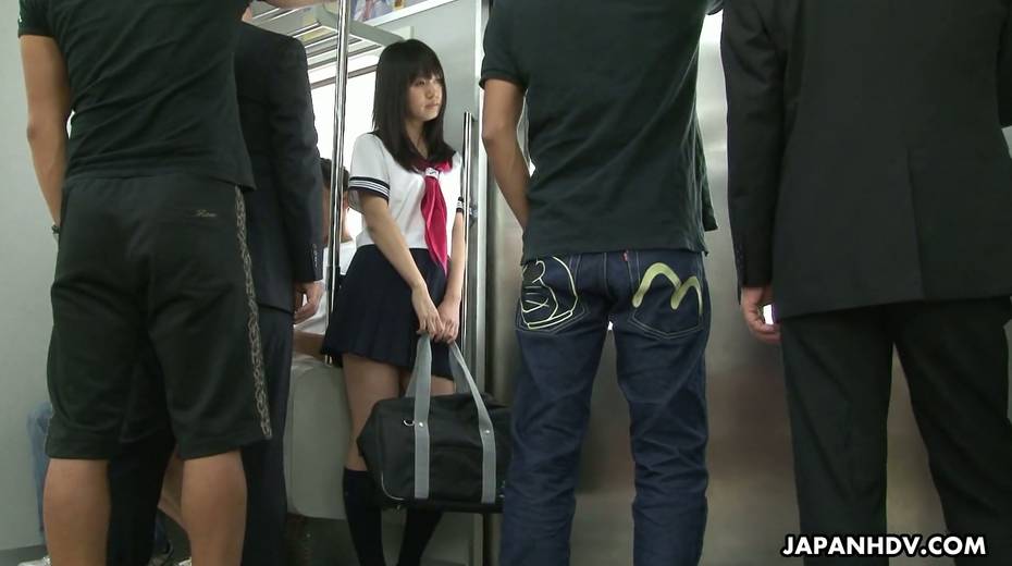 Whorish Japanese college chick Yayoi Yoshino is fucked by several dudes in the subway car - 3. pic