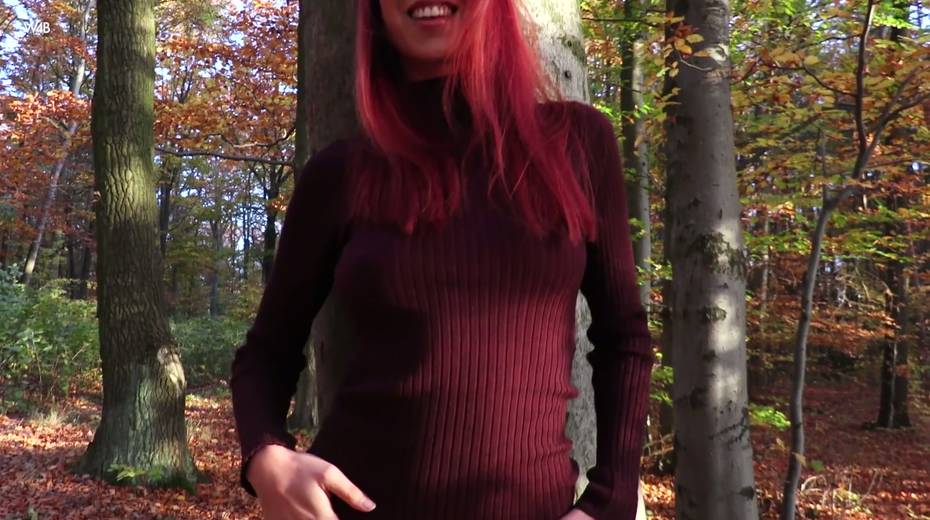 Red haired seductress Paula Shy takes off her clothes in the forest - 6. pic