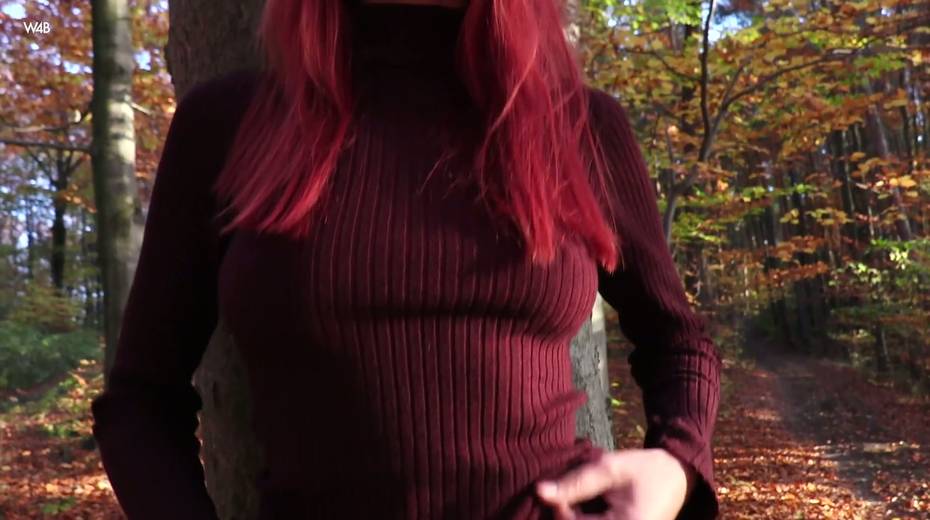 Red haired seductress Paula Shy takes off her clothes in the forest - 9. pic