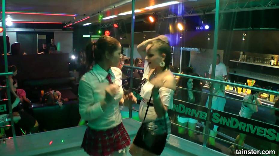 Ardent bitches dance and paw each other under the shower in night club - 20. pic