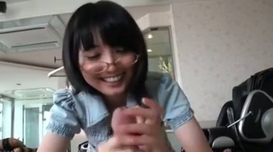 Shameless Asia girlie in  glasses deep throats white dick of her next door guy - 3. pic