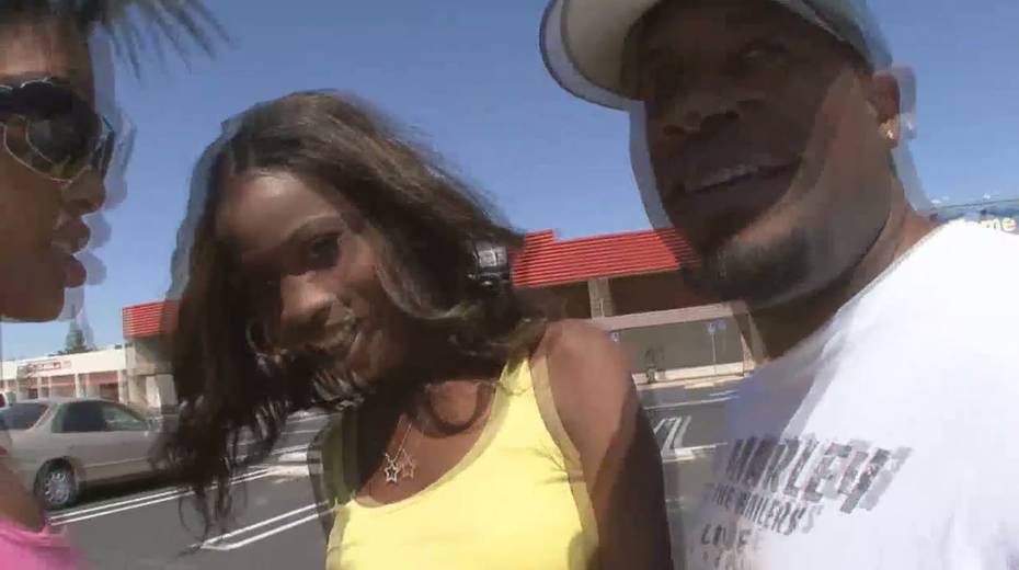Kinky black dude fucks two whorish picked up chicks and cum on their faces - 6. pic